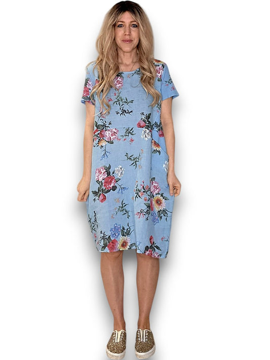 Jungle Dress - Baby Blue Bouquet