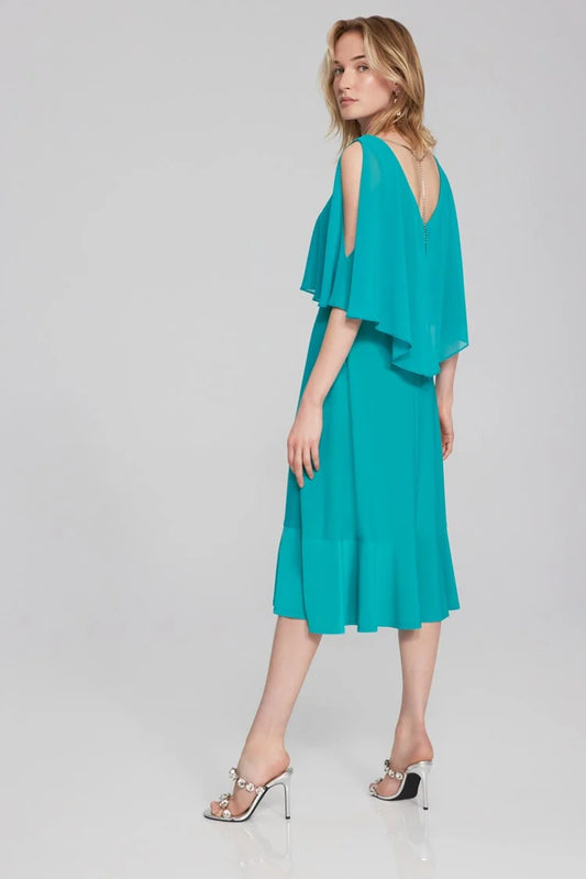 Silky Knit Fit/Flare Dress Ocean Blue