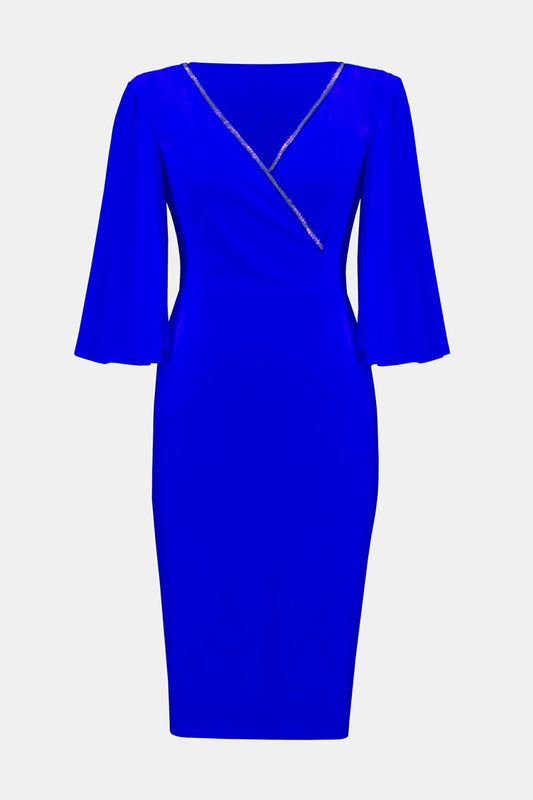 Wrap Dress with Georgette sleeves Royal Sapphire