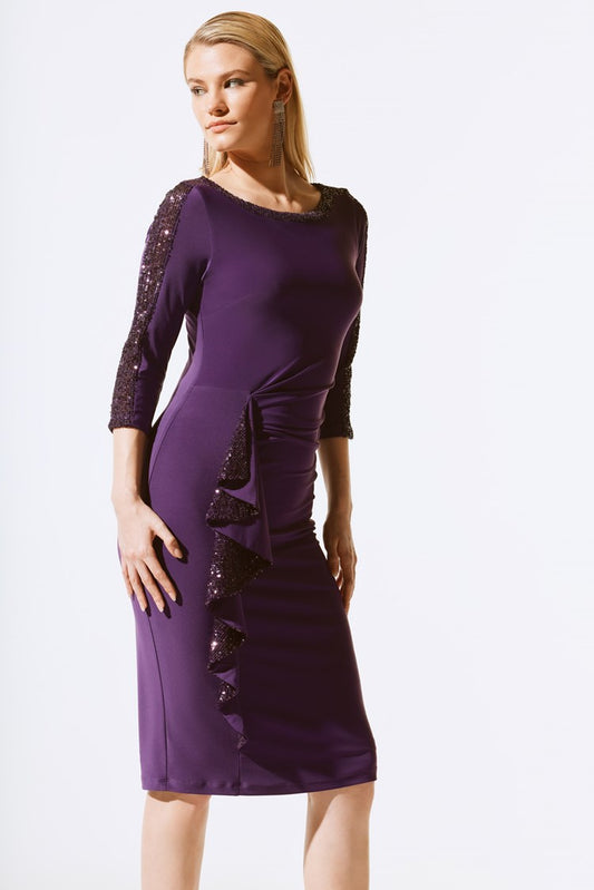 Silky Knit/Sequin Dress Blackcurrant