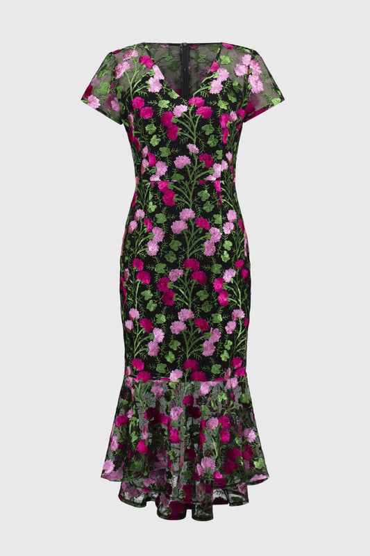 Floral Embroidered Flounce Dress