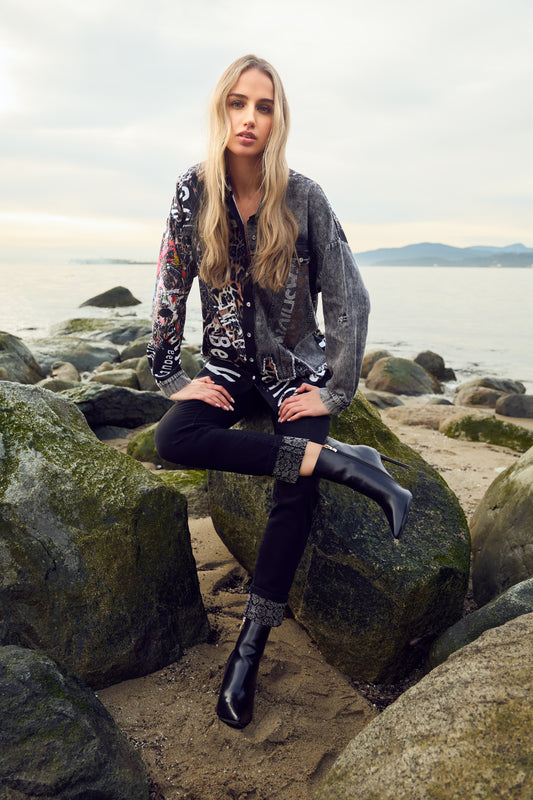 Embellished Ankle-Length Jeans Black