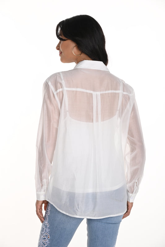 Checkered Sheer Shirt Off White