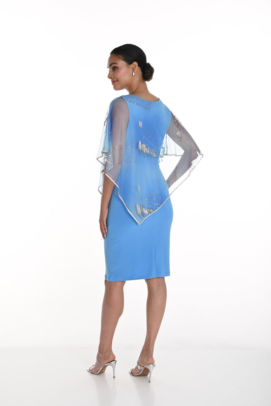 Overlay Dress Floral Aqua