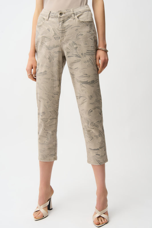 Metallic Abstract Print Jeans - Gold