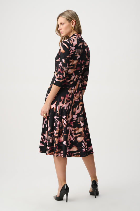 Printed Silky Knit Fit and Flare Dress