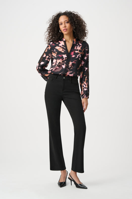 Textured Satin Abstract Print Top