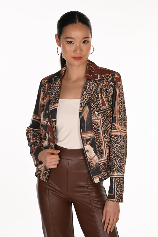 Fitted Jacket in Patchwork Print