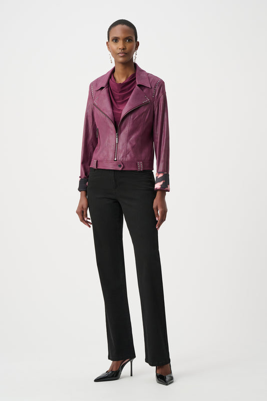 Faux Suede Fitted Jacket in Elderberry
