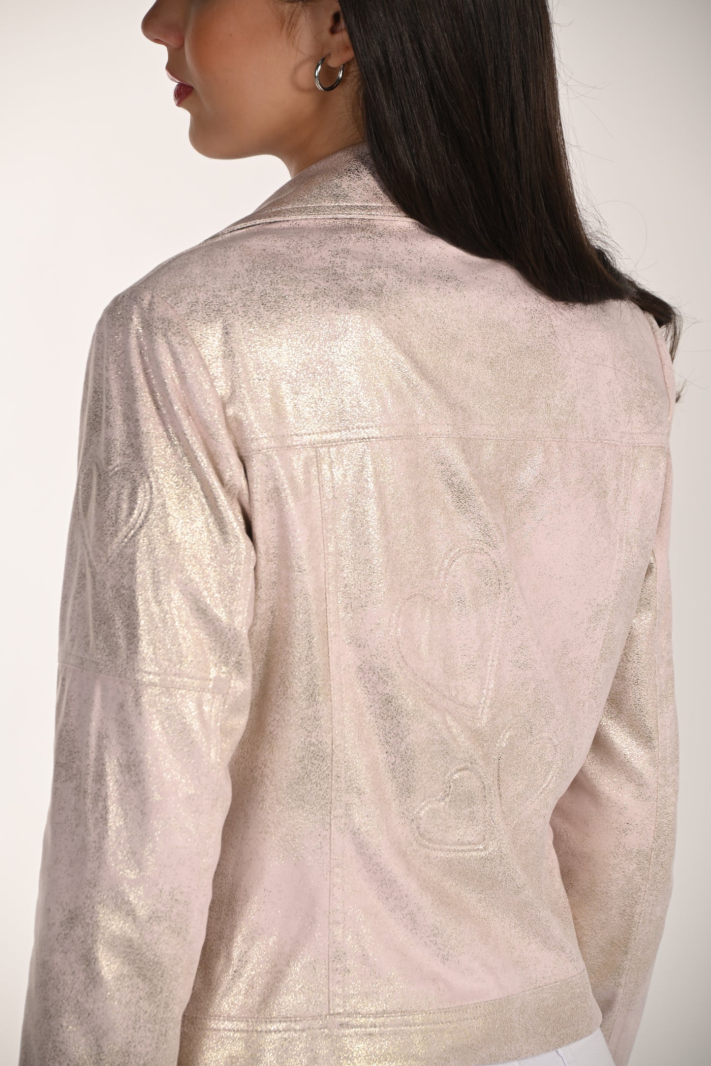 Heart Moto Jacket in Pink/Gold