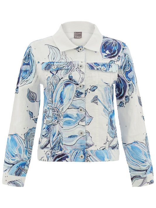 Woven Jacket Linen - Blue Flower