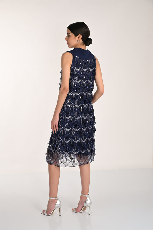 Lyman Dress - Indigo/Silver
