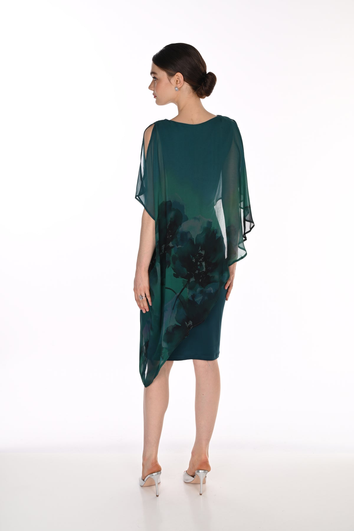 Asymmetric Overlay Dress in Spruce