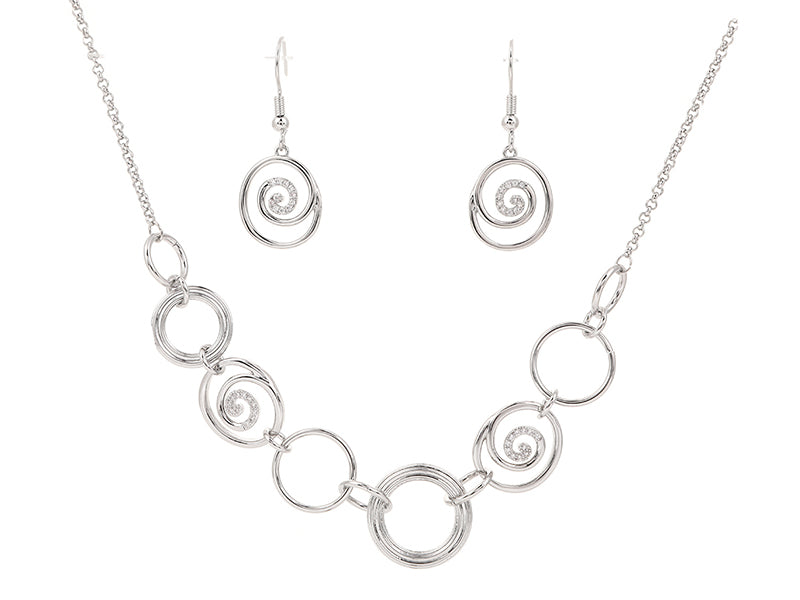 Zircon Rhodium Necklace & Earrings - NC3721