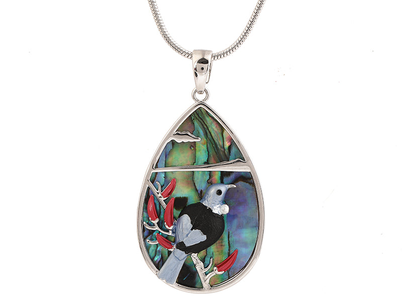 Paua Tui on Flax Pendant NC3803