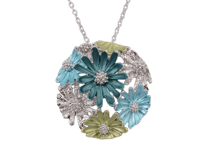 Blue/Green Daisy Pendant - NC3554