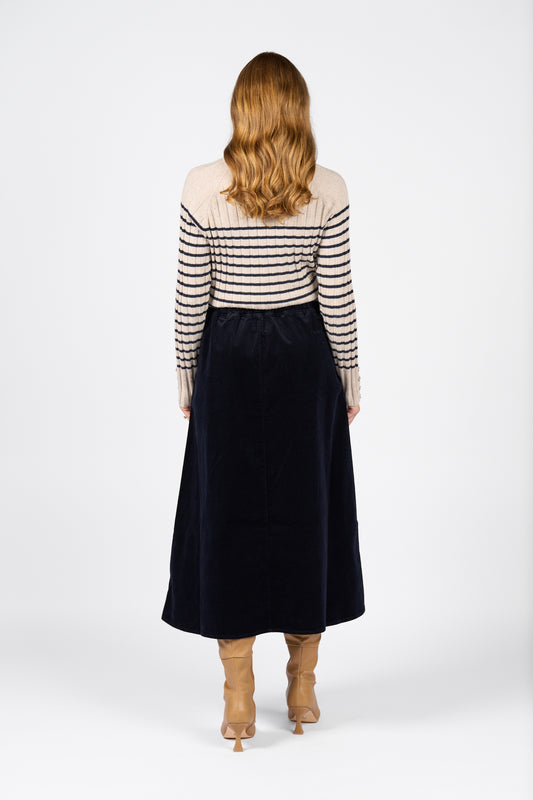 A Line Cord Skirt Midnight - 50% Off
