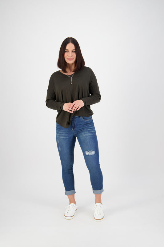 Slim Leg Ankle Grazer Jean Folded Cuff 5807 Blue Denim