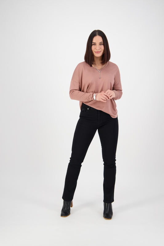 Slim Leg Full Length Jean Heavy Top Stitch 5719 Black