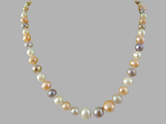 Graduated Pearl Necklace - White/Pink/Purple -PL0220