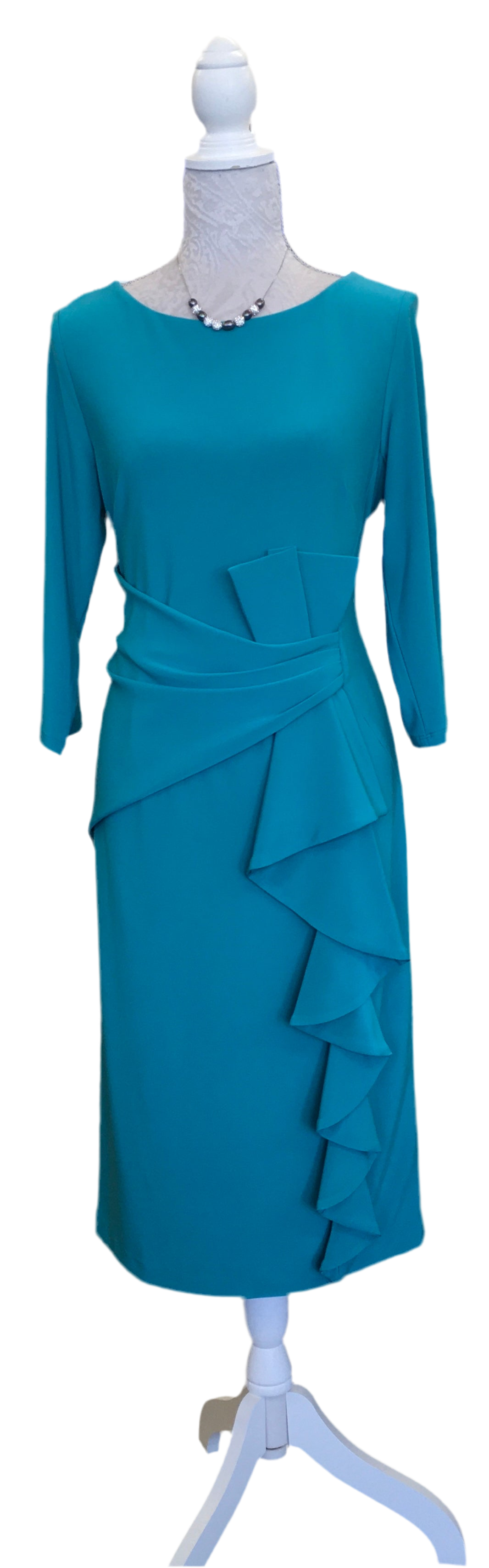 3/4 Sleeve Knit Dress Ocean Blue