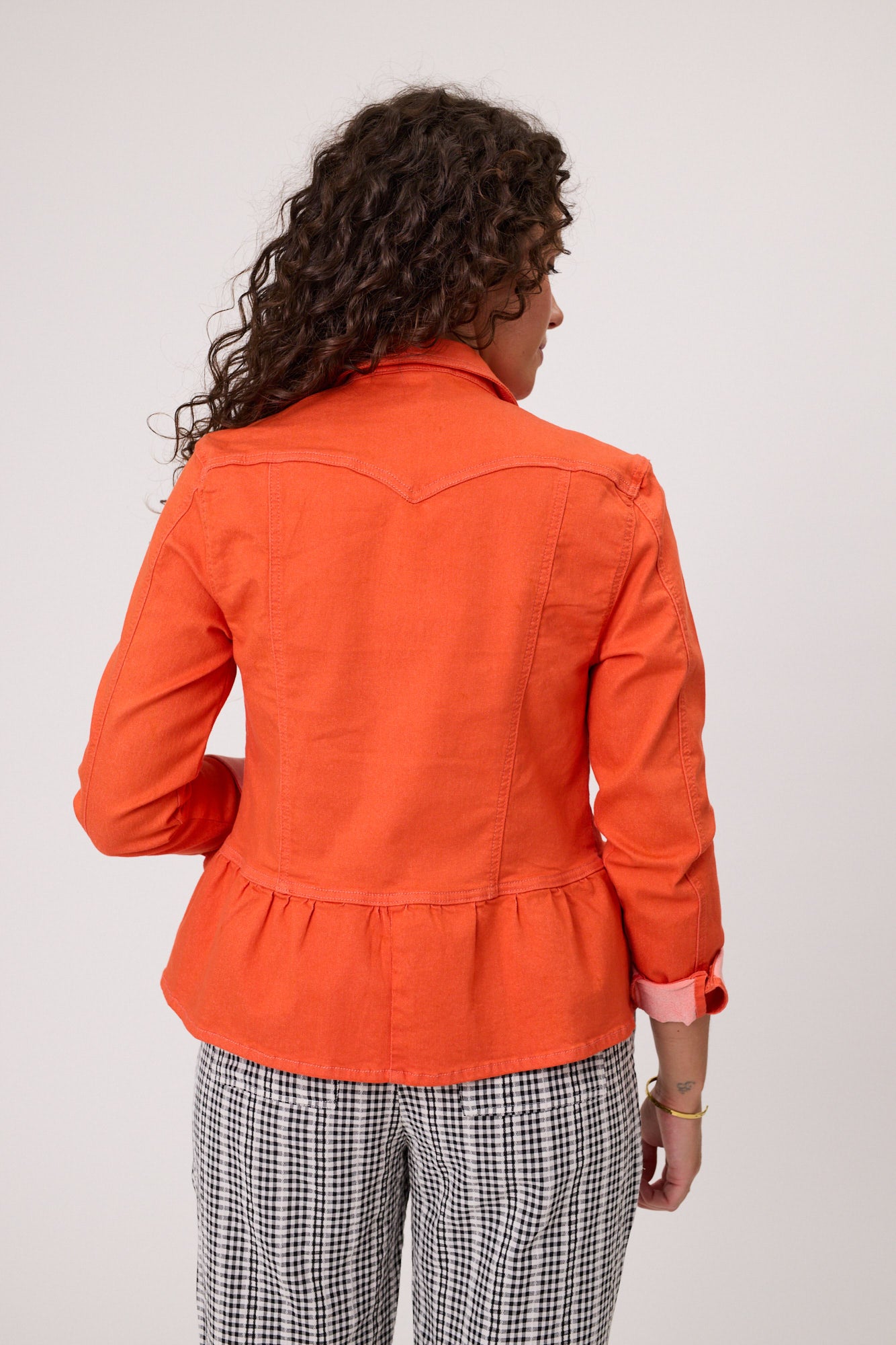 Stretch Drill Jacket with Brooch Detail