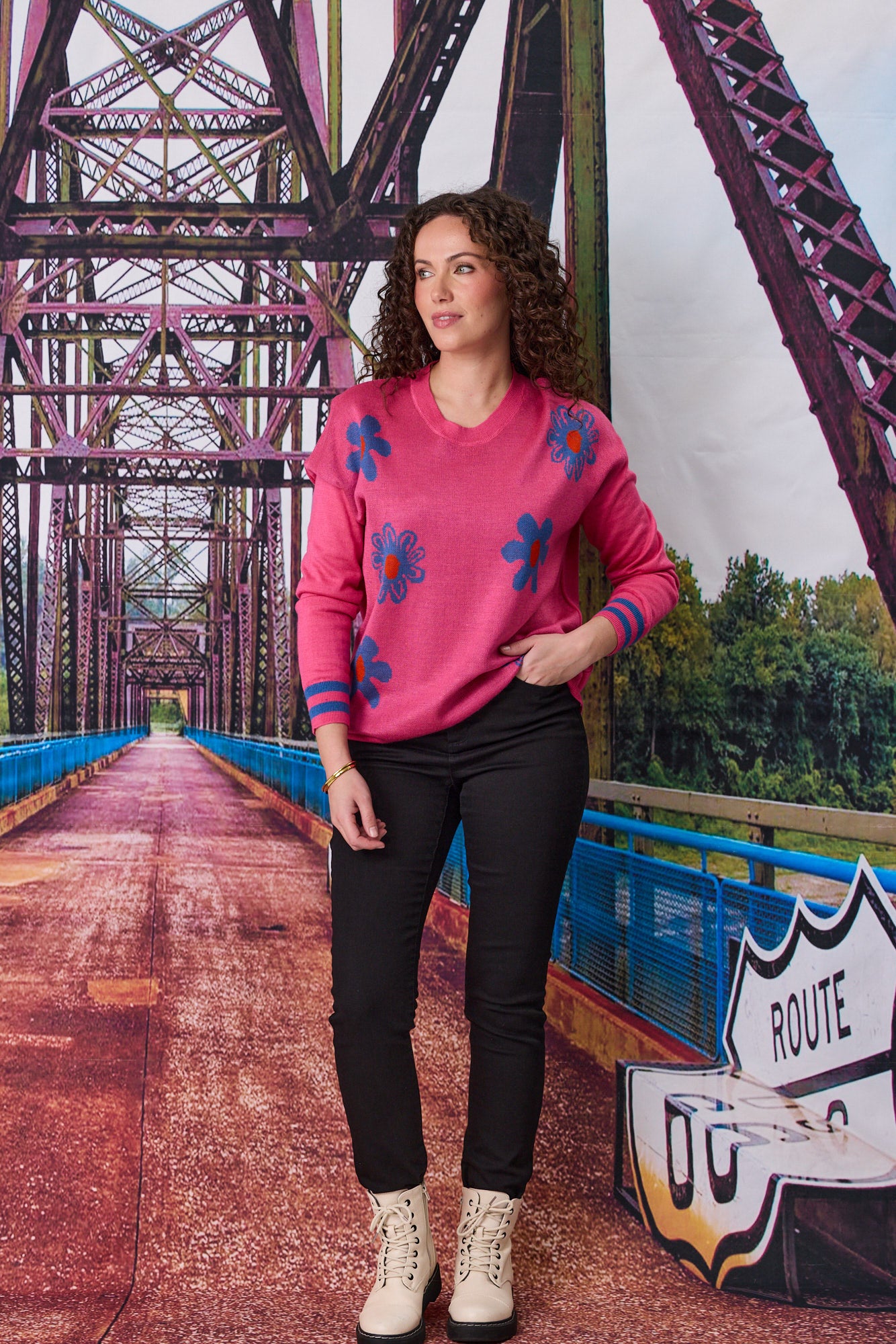 Merino Blend Daisy Jumper - Hot Pink