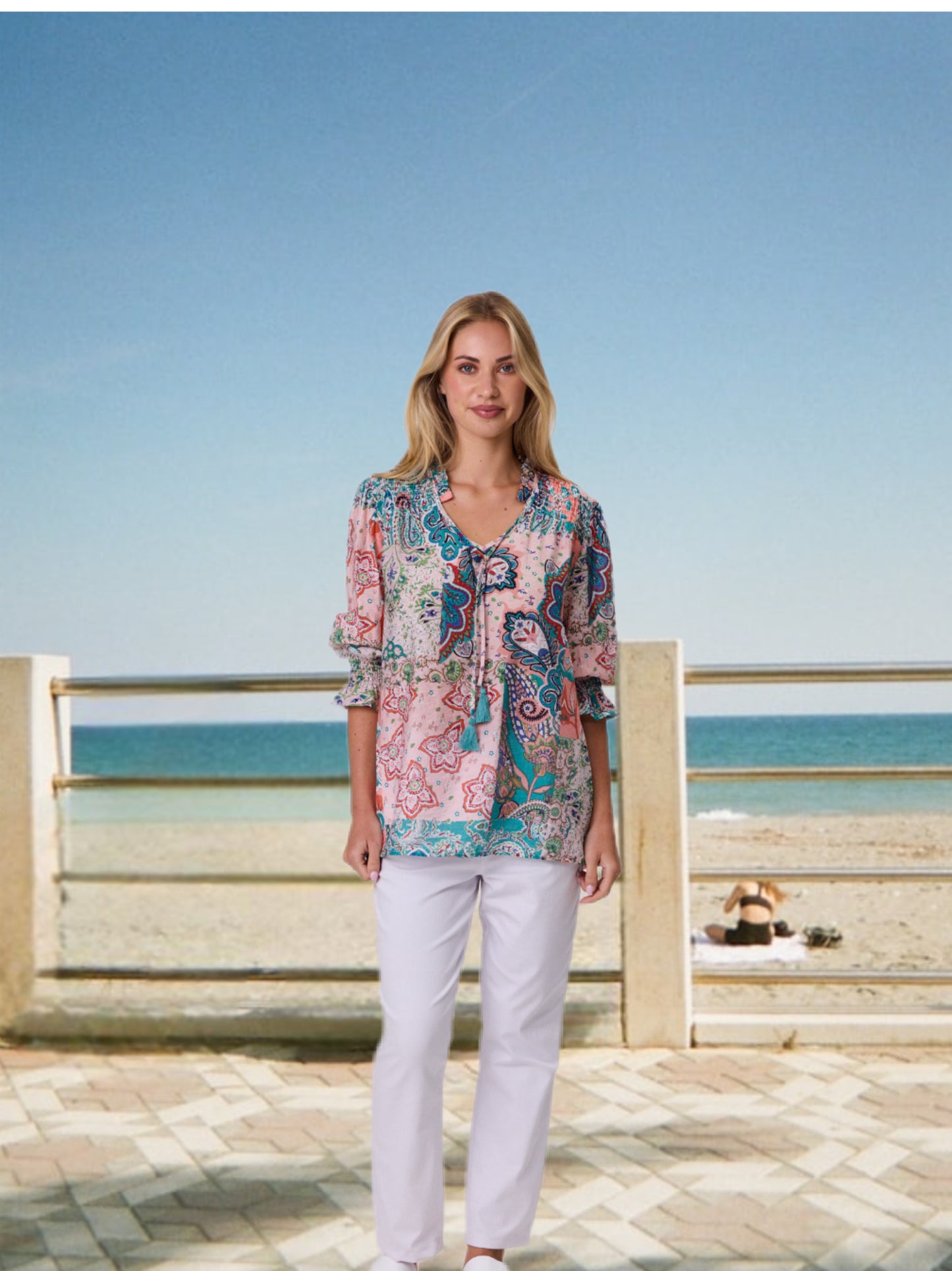 Aurora Peasant Top - Coral - DUE AUG/SEPT