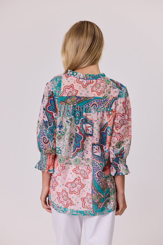 Aurora Peasant Top - Coral - DUE AUG/SEPT