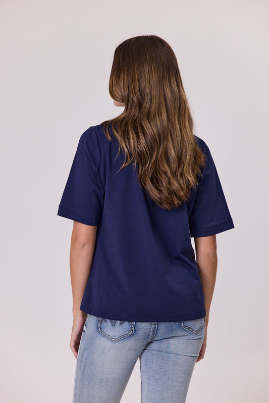 T-Shirt & Brooch - Navy - DUE AUG/SEPT