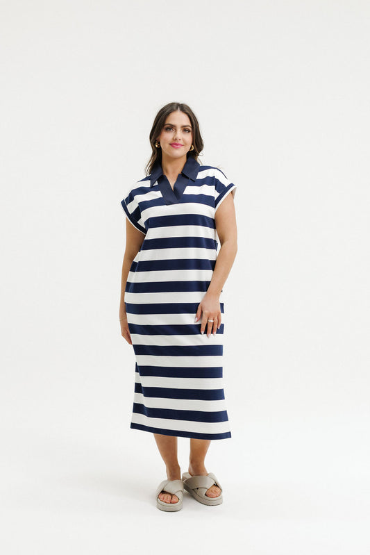 Della Dress - Navy Stripes (Due Sept)