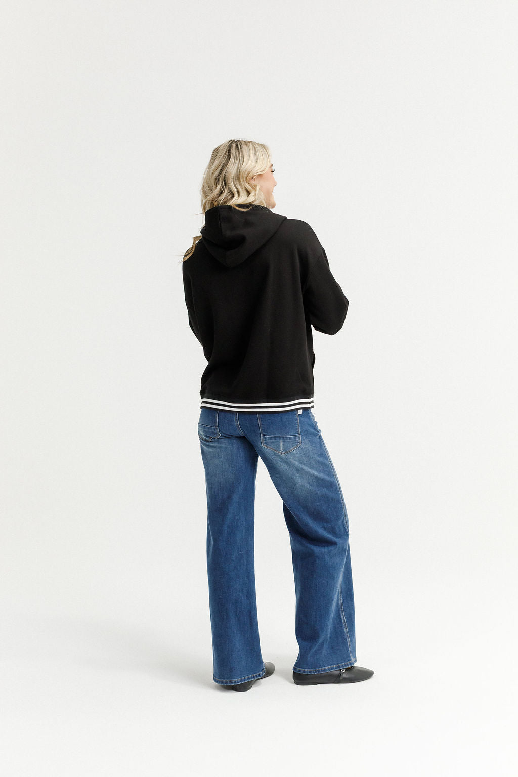 Elliot Hoodie - Black with Silver X & Stripe Cuffs