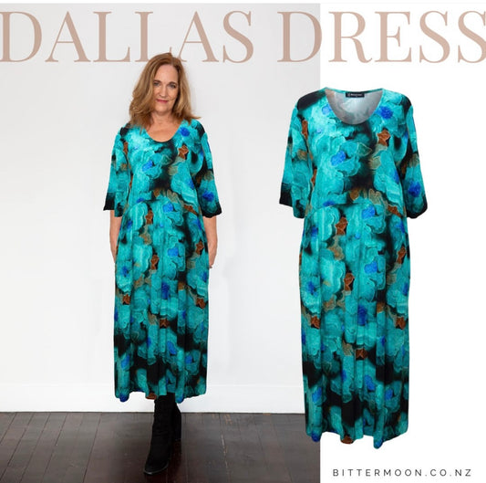 Dallas Dress -Turquoise - 50% Off