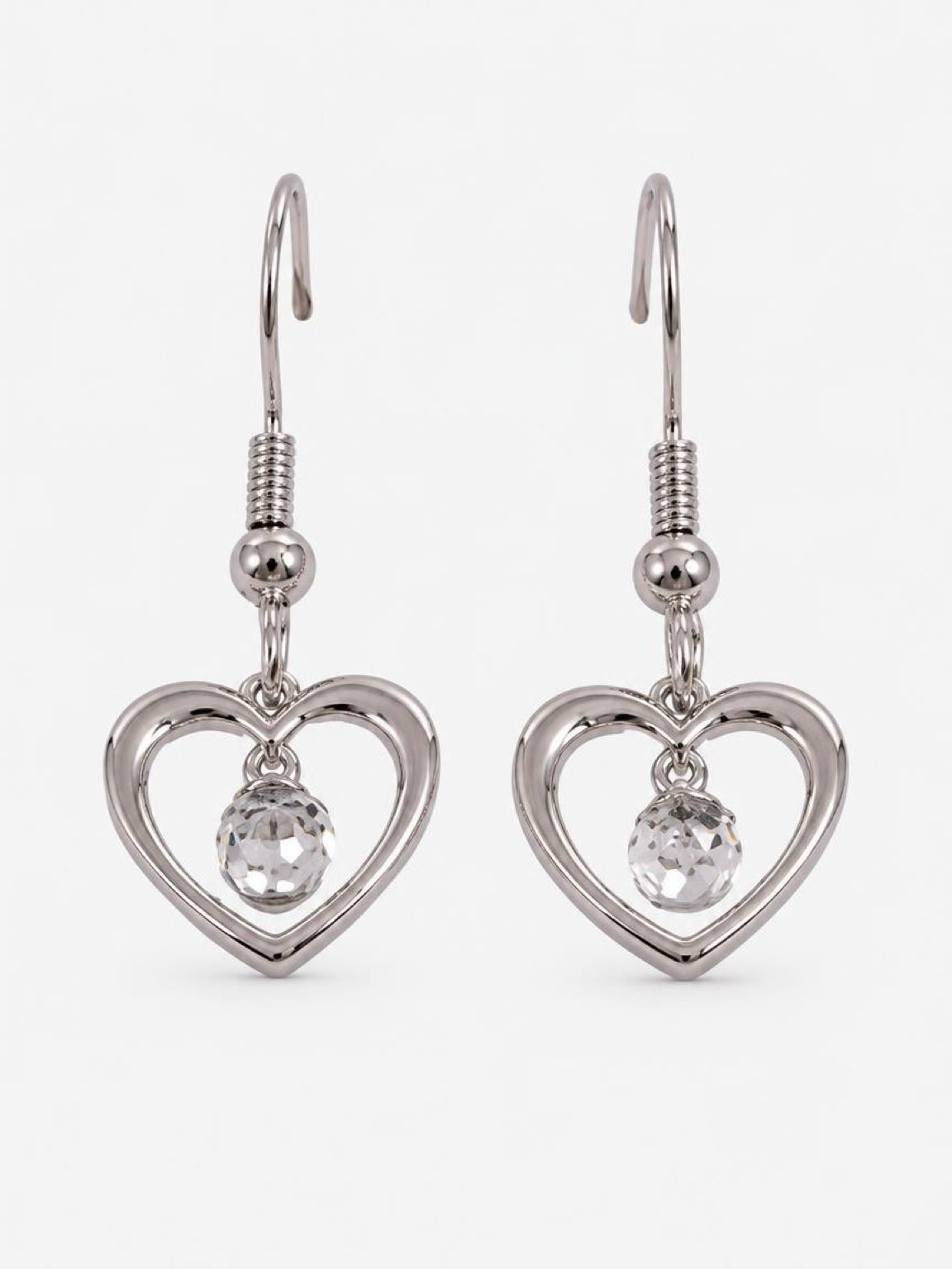 Swarovski Heart Rhodium Earrings - SW0059