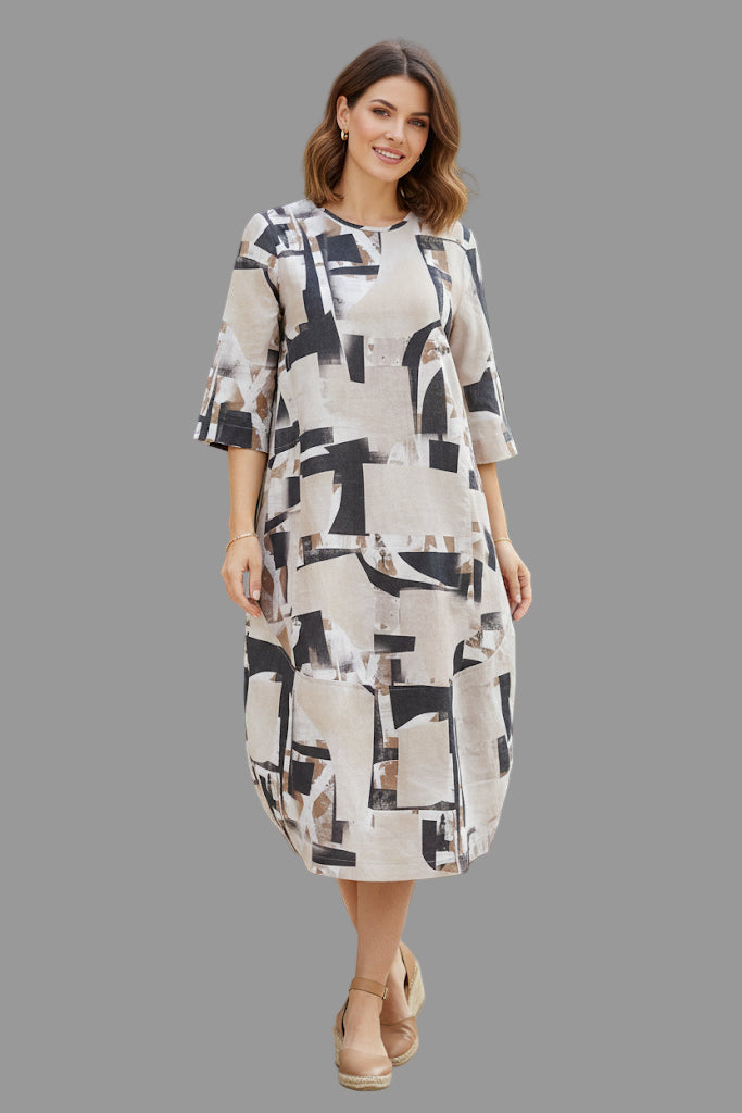 Dune Dress Camel Abstract
