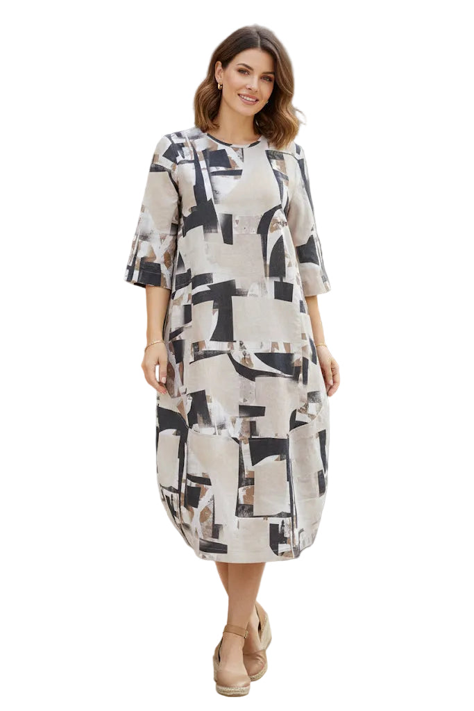 Dune Dress Camel Abstract