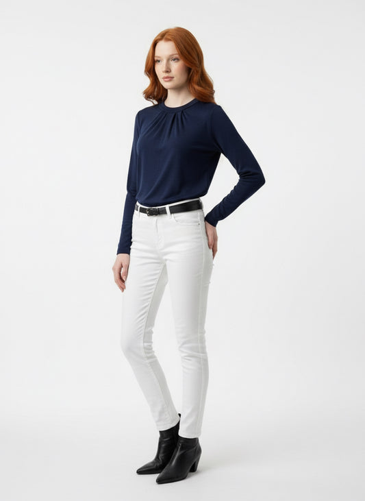Lilia Merino Top - Navy