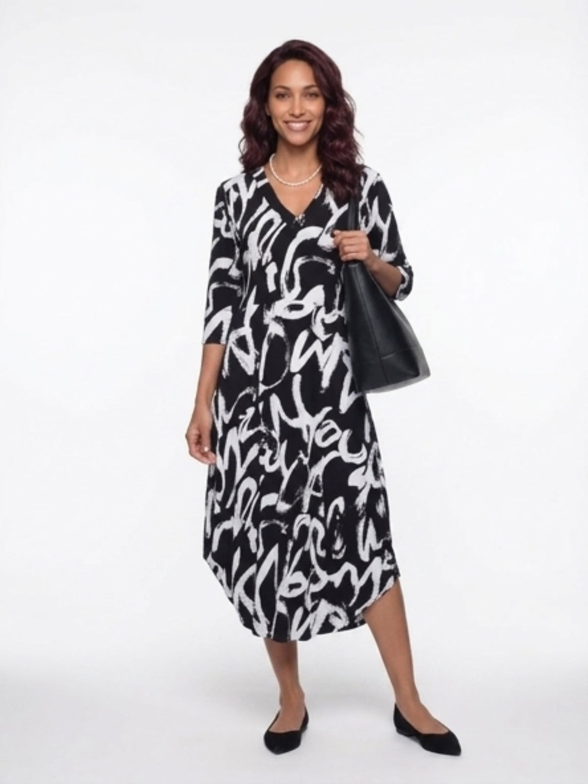 Carly Dress Black/White Pattern