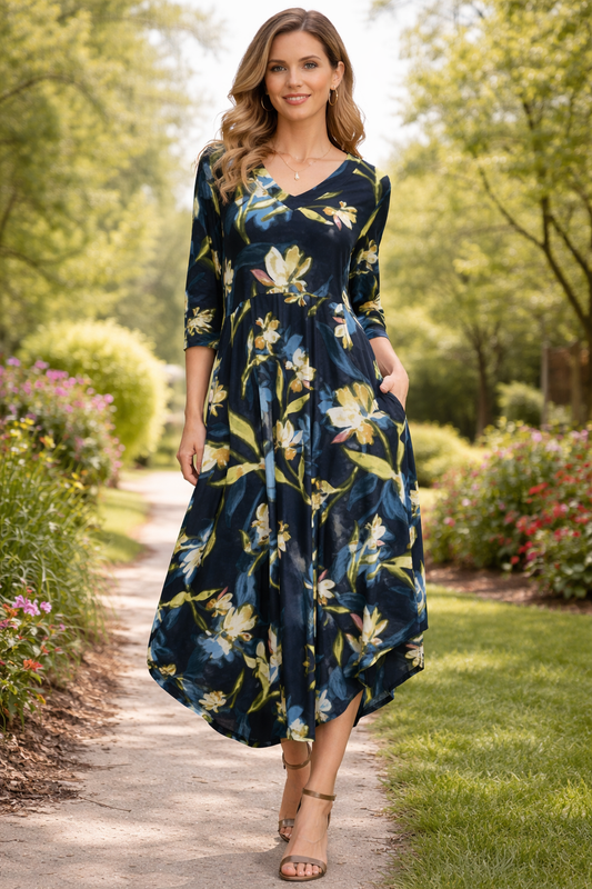Carly Dress - Vivid (Midnight Floral)