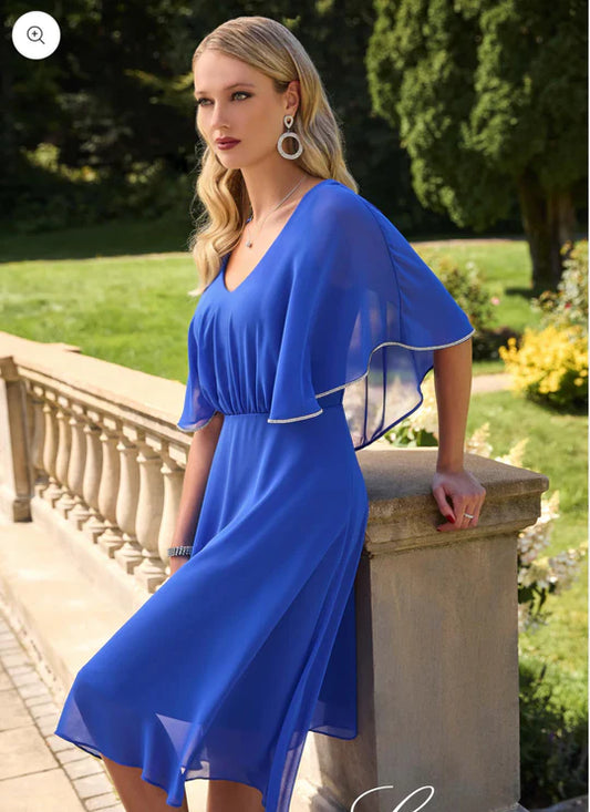 Chiffon Diamanté Dress Azure