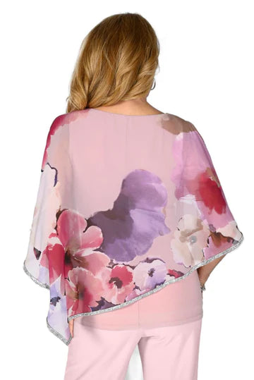 Floral Overlay Top Blush/Purple - 50% Off