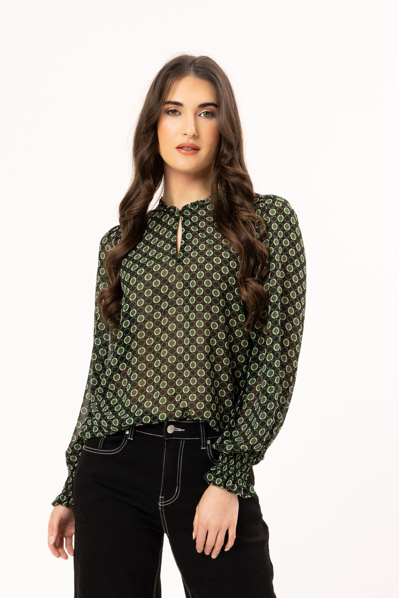 Movement Blouse - Forest Geo
