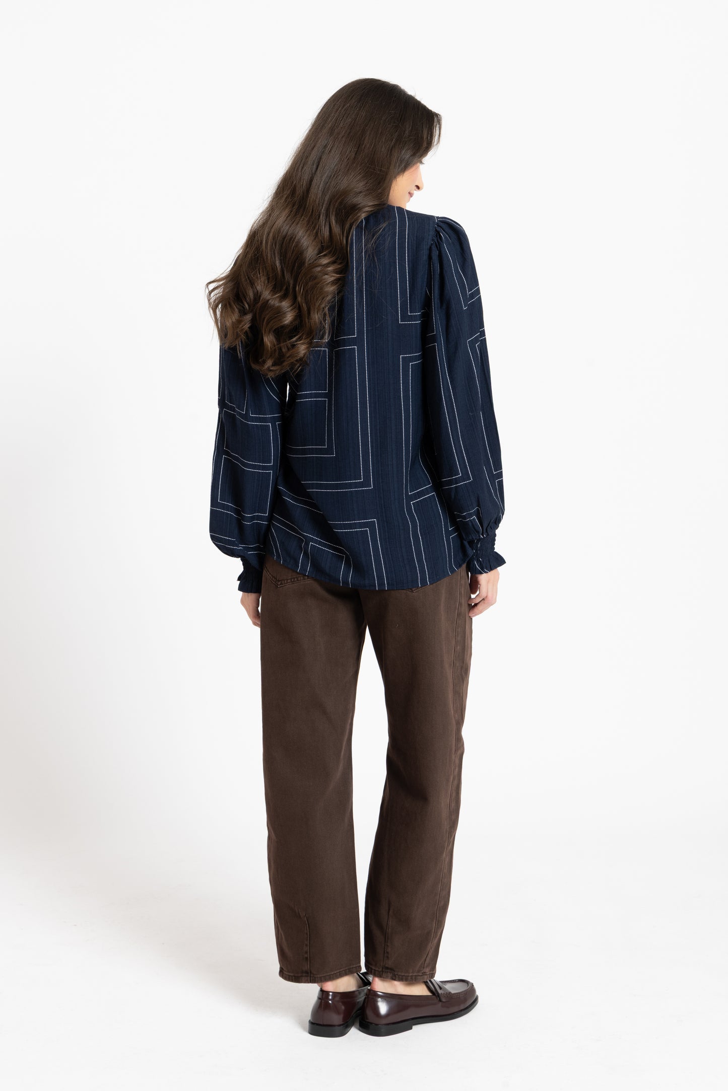 Movement Blouse - Navy Geo