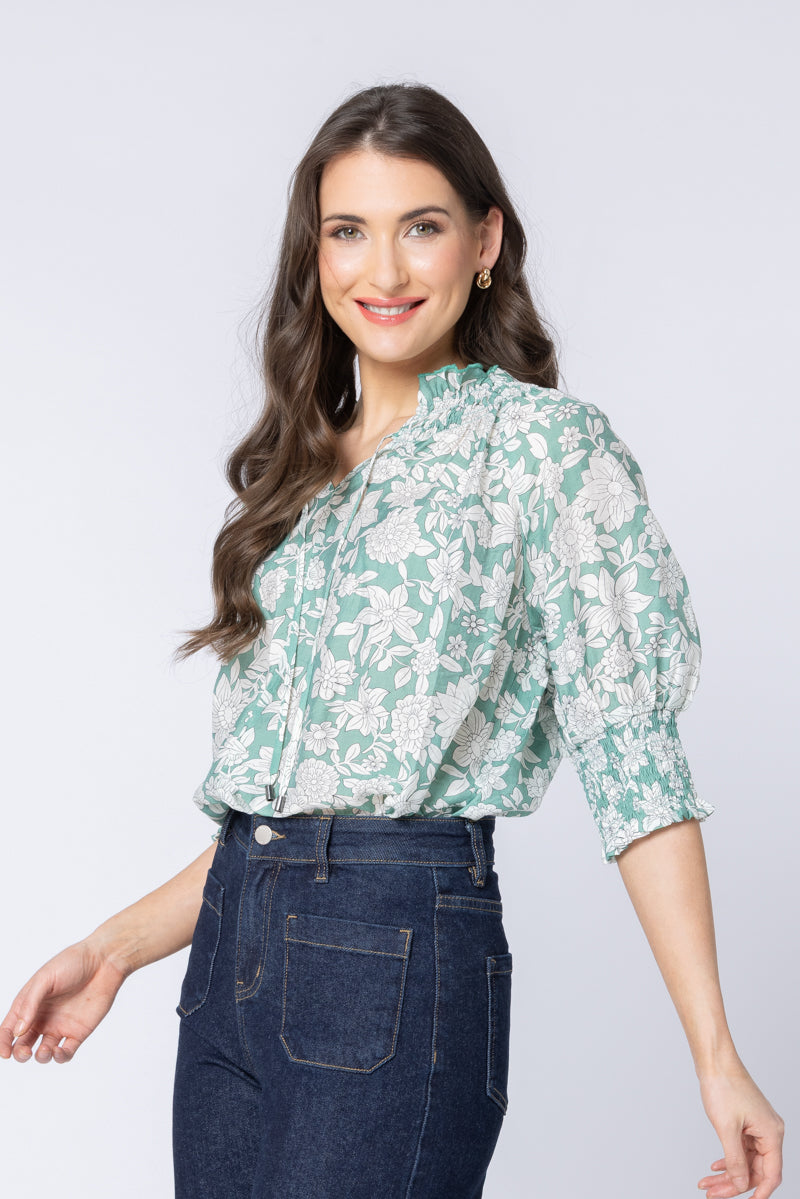 Encourage Top - Sage Bloom