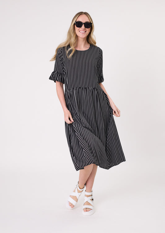 Madonna Dress Black White Stripe