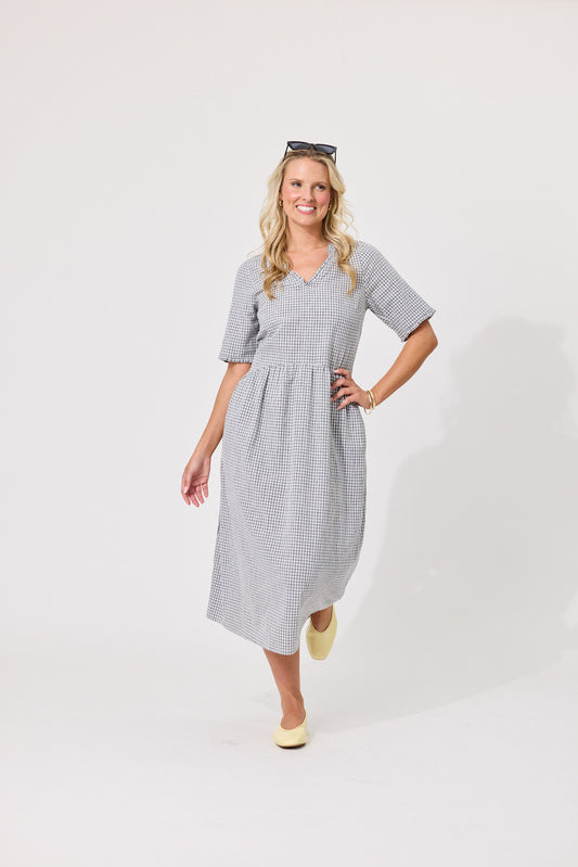 Marissa Dress - Grey & White Check
