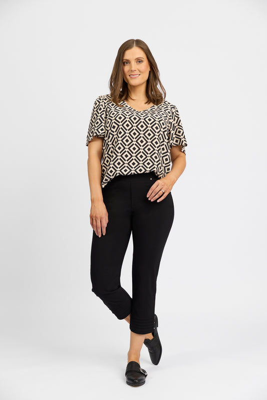 Mercy Crop Pant with Diamantes in Faille - Black