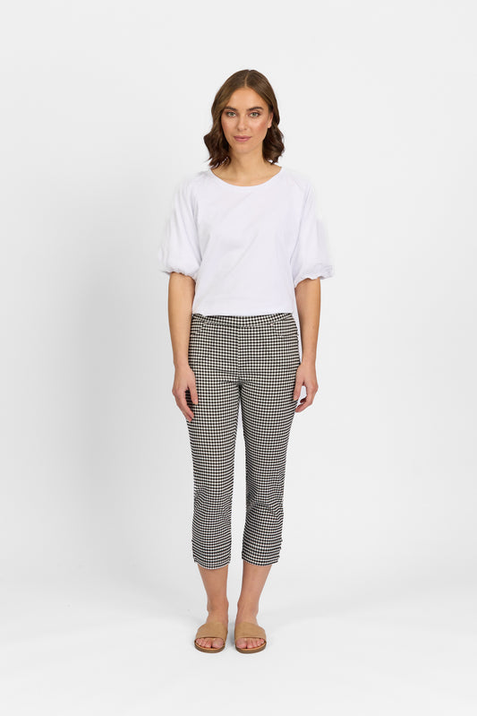 Mercy Crop Pant with Diamantes in Faille - Gingham