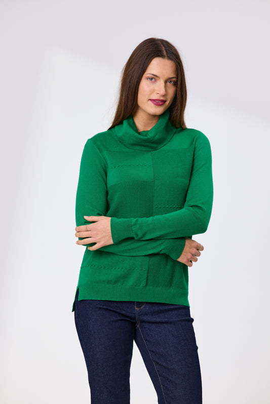 Ollie Roll Neck Merino Jumper - Emerald