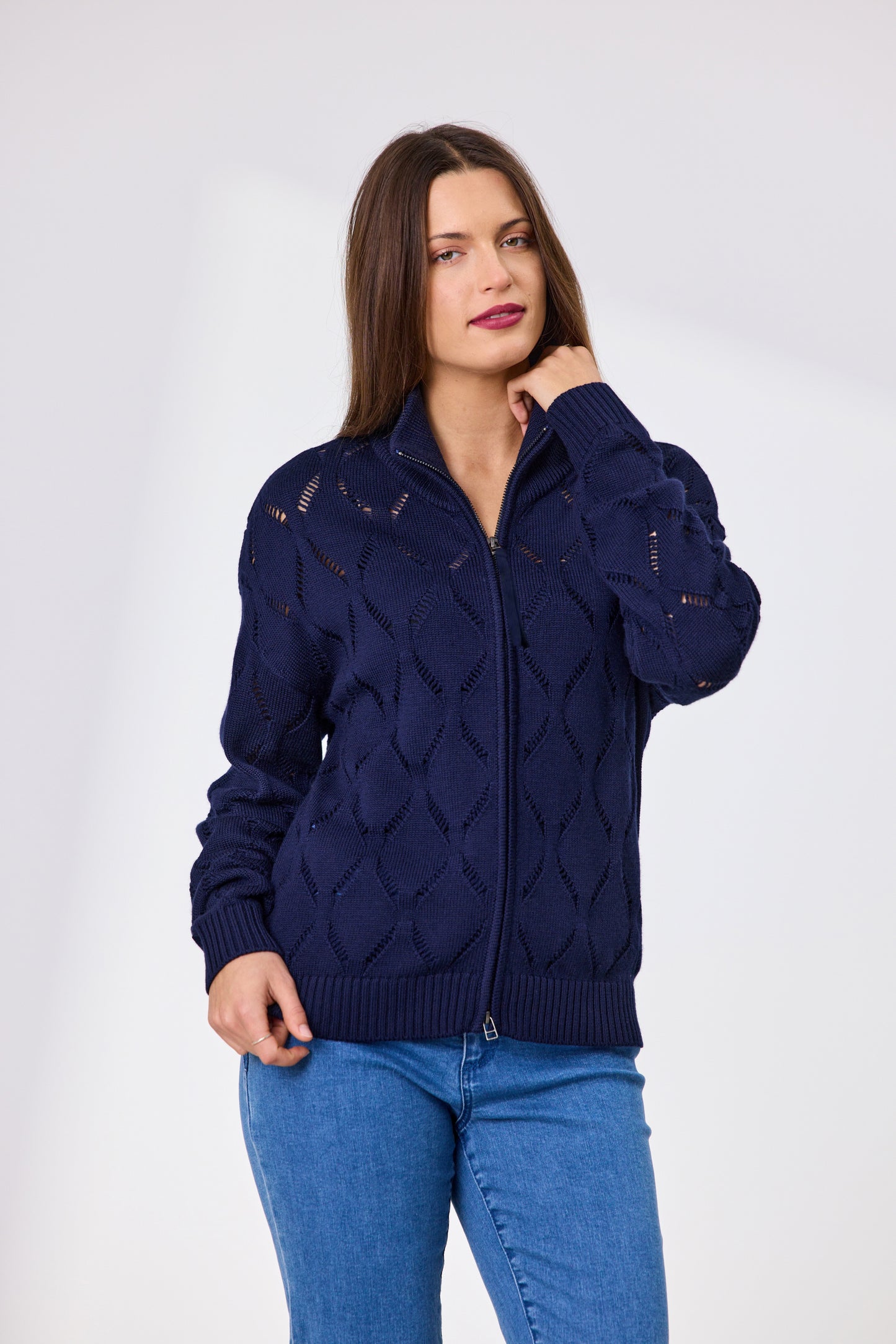Renee Zip Front Merino Jacket - Ink 50% Off